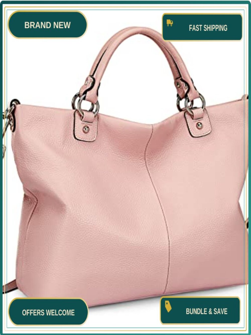 Genuine Pebbled Cowhide Leather Tote Satchel Shoulder Crossbody Bag